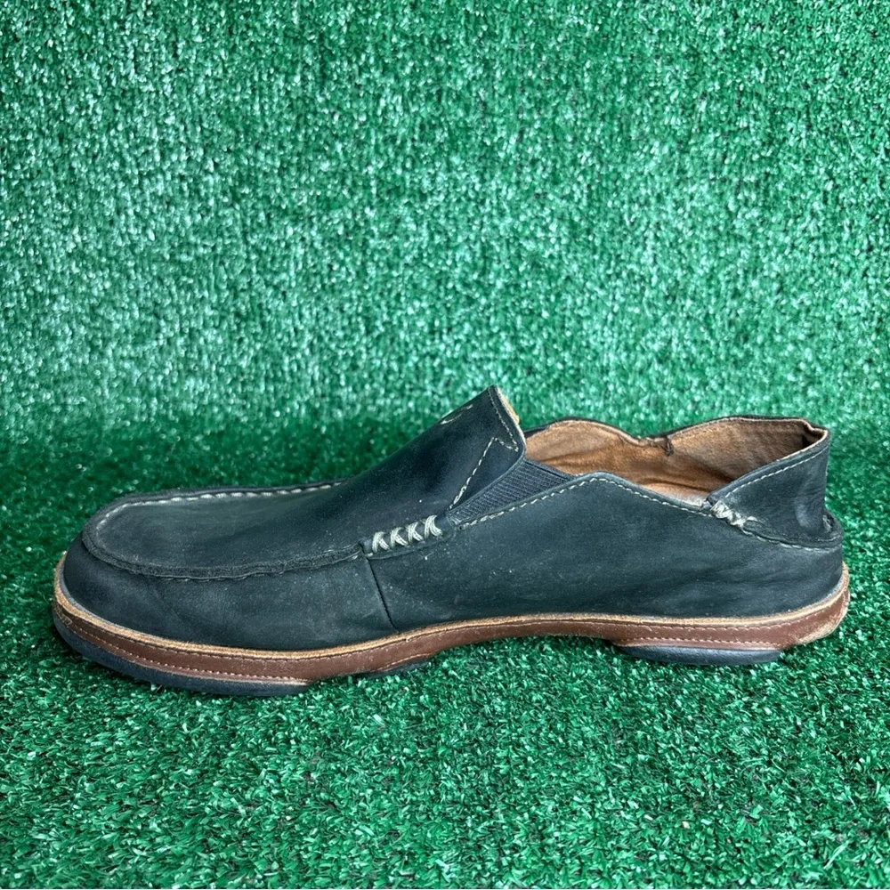 Olukai Men Moloa Slip On Dark‎ Leather Loafers Shoes Nubuck 10